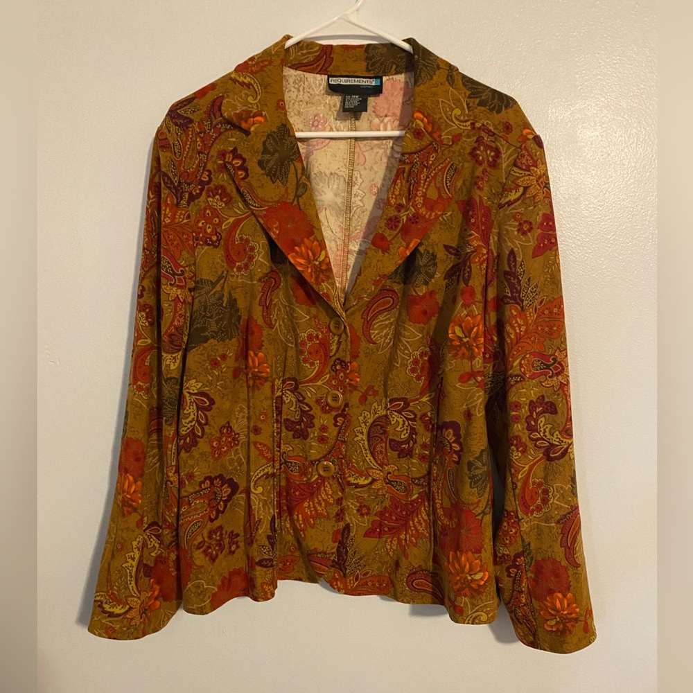 Requirements woman blazer size 18w brown red green paisley